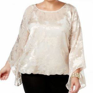 Alfani Champagne Floral Jacquard Blouse with Cami